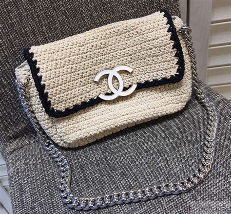 crochet chanel|Chanel tote shopper bag.